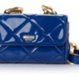 MOSCHINO Quilted Patent Leather Shoulder Flap Bag on Chunky Golden Chain, NWT !
